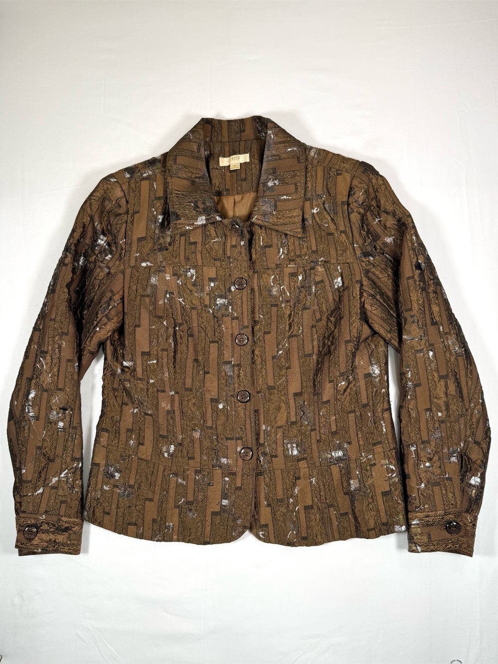 VINTAGE ERIN Womens Y2K Textured Metallic Art To Wear Jacket M Abstract Fairy